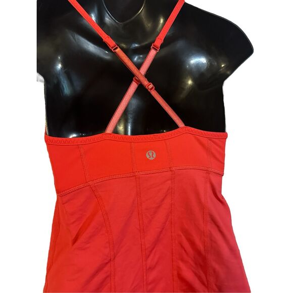 Very nice LULULEMON Hot Tomato Red Classic Cross Back Tank Top Womens size 4 GO - Picture 7 of 9
